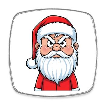 Wütender Weihnachtsmann Lustiger Cartoon - Viereckiger Kühlschrankmagnet - Weiß - Vorne