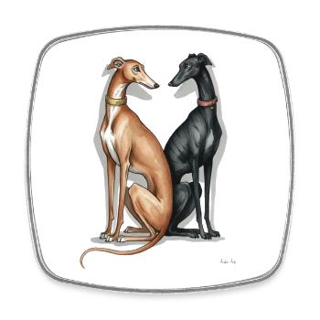 Zwei Galgos  - Viereckiger Kühlschrankmagnet - Weiß - Vorne