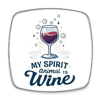 L’animal spirituel est vin - Magnet carré - blanc - Devant