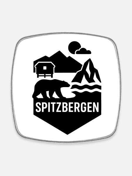 Svalbard Norway Silhouette - Square fridge magnet - white