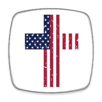 USA Cross Flag - Square fridge magnet - white - Front