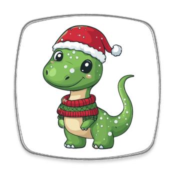 Dinosaurier brontosaurus Weihnachten Xmas - Viereckiger Kühlschrankmagnet - Weiß - Vorne