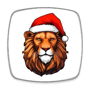 Löwe Weihnachtsmann - Viereckiger Kühlschrankmagnet - Weiß - Vorne