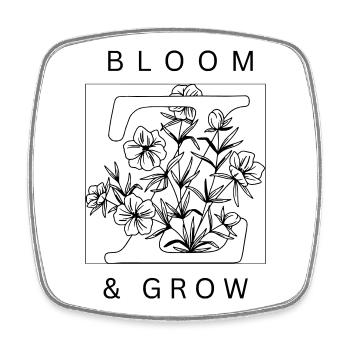 Bloom & Grow - Viereckiger Kühlschrankmagnet - Weiß - Vorne