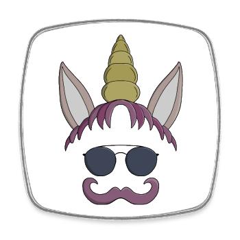 Einhorn-Schnurrbart - Viereckiger Kühlschrankmagnet - Weiß - Vorne