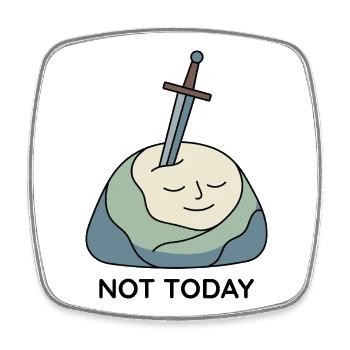 Not Today Excalibur Stein - Viereckiger Kühlschrankmagnet - Weiß - Vorne