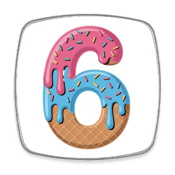 Eiscreme Zahl 6 Geburtstags Motiv Für Kinder - Square fridge magnet - white - Front