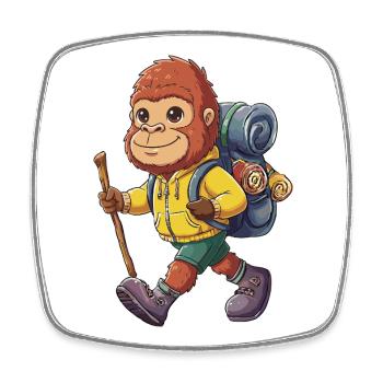Süßer Bigfoot-Wander-Camping-Abenteuer-Rucksacktourist. - Viereckiger Kühlschrankmagnet - Weiß - Vorne