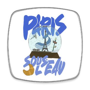 Paris Schneekugel Blau – Eiffel-Ikone - Viereckiger Kühlschrankmagnet - Weiß - Vorne