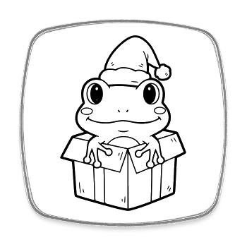 Weihnachtsfrosch in Geschenkbox Illustration - Viereckiger Kühlschrankmagnet - Weiß - Vorne