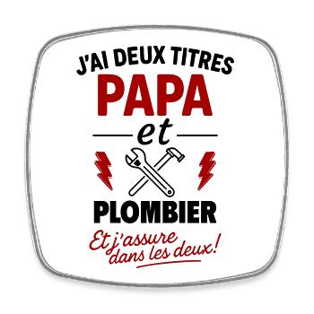 Dad and Plumber Christmas Father's Day Gift Idea - Square fridge magnet - white - Front
