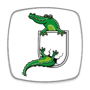 Crocodile dans la poche de la chemise - Magnet carré - blanc - Devant