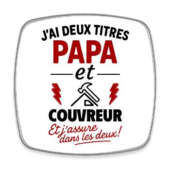 Papa Couvreur Geschenk Vatertagsweihnachten - Viereckiger Kühlschrankmagnet - Weiß - Vorne