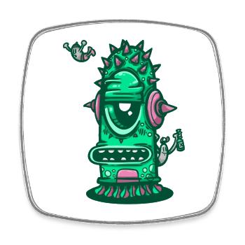 Retro-Musical-Dornenmonster - Viereckiger Kühlschrankmagnet - Weiß - Vorne