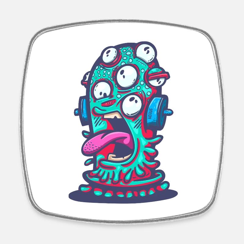 Monstre psychédélique avec un casque - Magnet carré - blanc