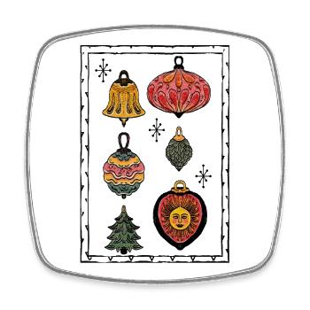 Bunte Weihnachtsornamente  - Viereckiger Kühlschrankmagnet - Weiß - Vorne