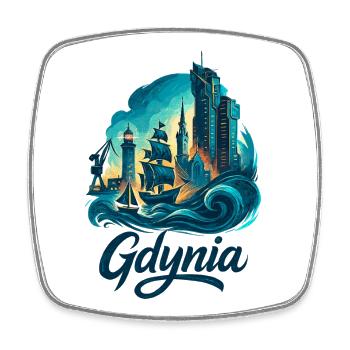 Gdynia Poland Polska White Port City Gift - Square fridge magnet - white - Front