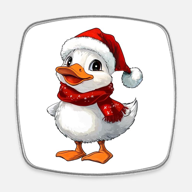 Christmas Duck - Square fridge magnet - white