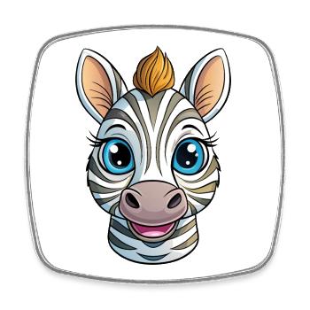 Zebra Head - Square fridge magnet - white - Front
