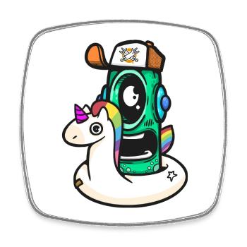 Unicorno Robot d’Aventure - Magnet carré - blanc - Devant