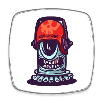 Skull Space Helmet - Square fridge magnet - white - Front