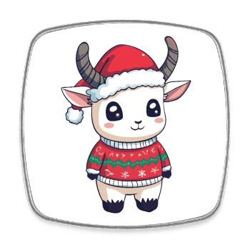 Noël de la chèvre de montagne - Magnet carré - blanc - Devant