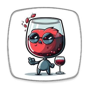 Wine hero with sunglasses - Square fridge magnet - white - Front