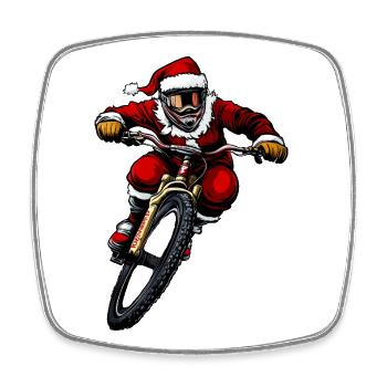 Weihnachten Downhill Biker - Viereckiger Kühlschrankmagnet - Weiß - Vorne