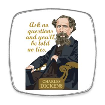 Charles Dickens - Viereckiger Kühlschrankmagnet - Weiß - Vorne