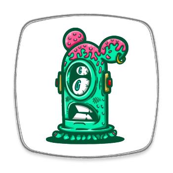 Kanal-Neon-Monster - Viereckiger Kühlschrankmagnet - Weiß - Vorne