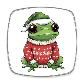 Frosch Weihnachten Xmas - Viereckiger Kühlschrankmagnet - Weiß - Vorne