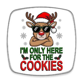Nur für die Cookies, Rentier mit Sonnenbrille - Viereckiger Kühlschrankmagnet - Weiß - Vorne