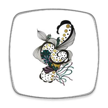 Silhouettes florales avec des points dorés - Magnet carré - blanc - Devant