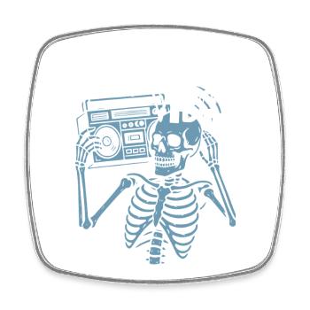Trance Vibes Skeleton Boombox - Square fridge magnet - white - Front