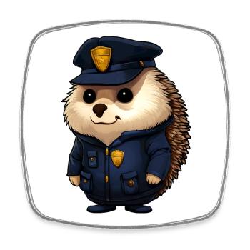 Igel Polizei - Viereckiger Kühlschrankmagnet - Weiß - Vorne