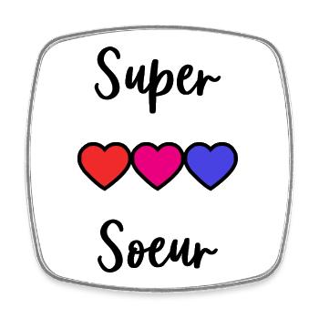 SOEUR. SUPER SOEUR. MEILLEURE GRANDE SOEUR. SŒUR.  - Magnet carré - blanc - Devant