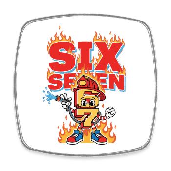 Meme 67 Firefighter Six Seven meme Gift - Square fridge magnet - white - Front