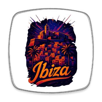 Ibiza Island Holiday Silhouette Summer Gift - Square fridge magnet - white - Front