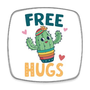 Cactus Cute Free Hugs - Square fridge magnet - white - Front
