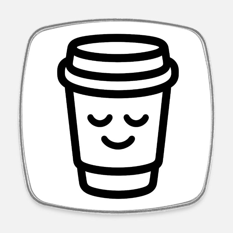 Tasse de café joyeuse avec un sourire - Magnet carré - blanc