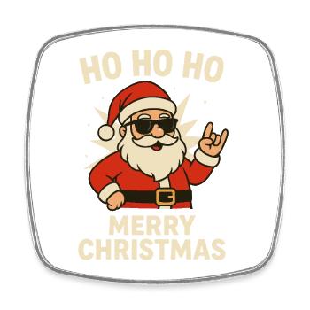 Santa Ho Ho Ho Merry Christmas - Square fridge magnet - white - Front