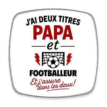 Dad Footballer Gift Father's Day Christmas Soccer - Square fridge magnet - white - Front