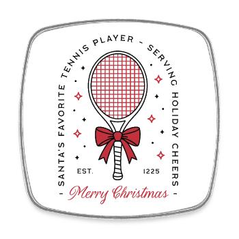 Tennis lovers funny merry Christmas greetings - Square fridge magnet - white - Front