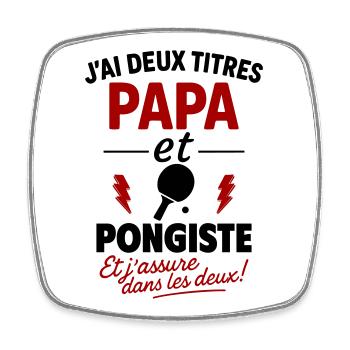 Papa Pongiste cadeau fête des pères Noël Ping Pong - Magnet carré - blanc - Devant