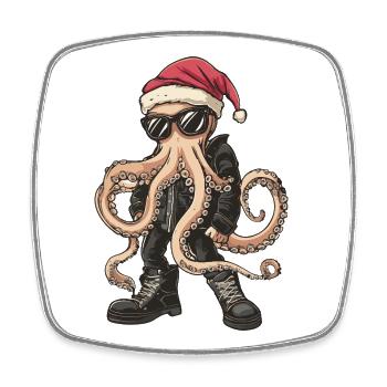 Octopus Christmas Winter - Square fridge magnet - white - Front