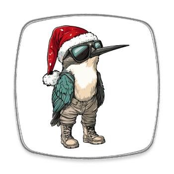 Hummingbird Bird Christmas Winter - Square fridge magnet - white - Front