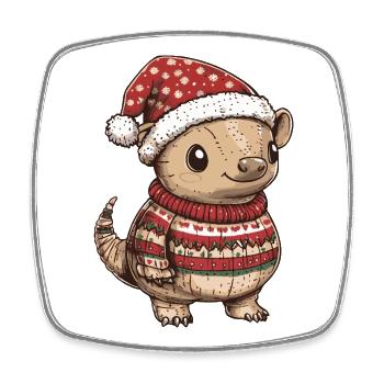 Armadillo Christmas Xmas - Square fridge magnet - white - Front