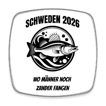Sweden 2026 Men Fishing Zander - Square fridge magnet - white - Front