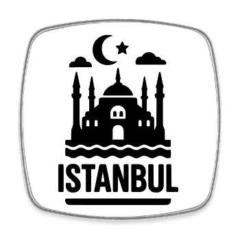 Istanbul Silhouette Landmark - Square fridge magnet - white - Front