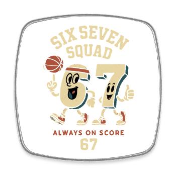 6 7 Sechs Sieben Meme Aura Points Kids Basketball - Viereckiger Kühlschrankmagnet - Weiß - Vorne